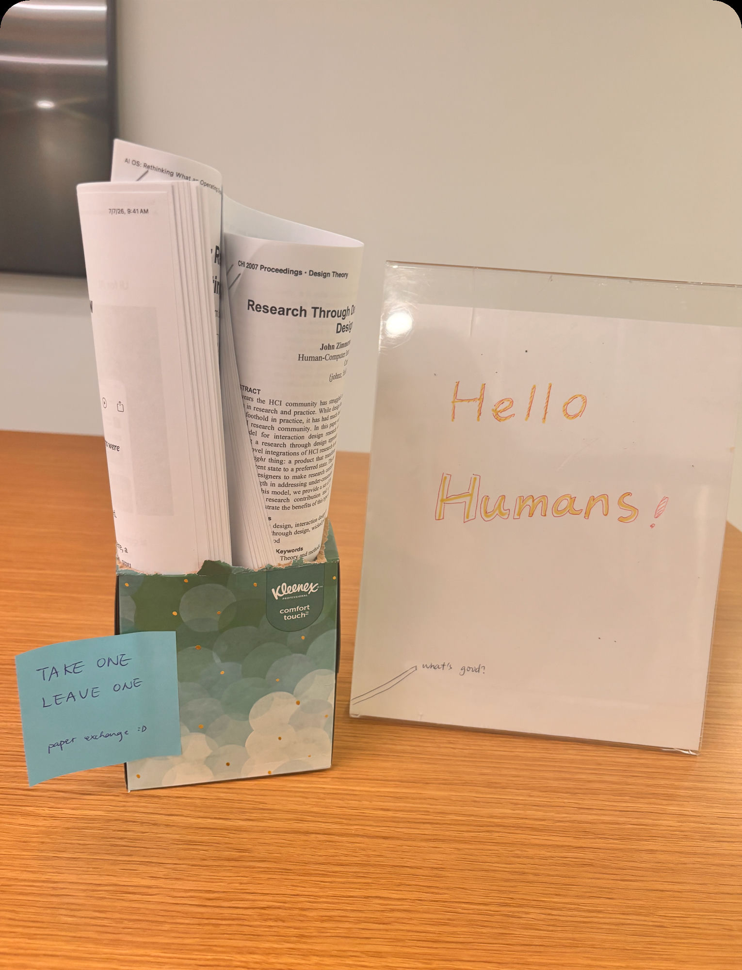 Paper exchange setup